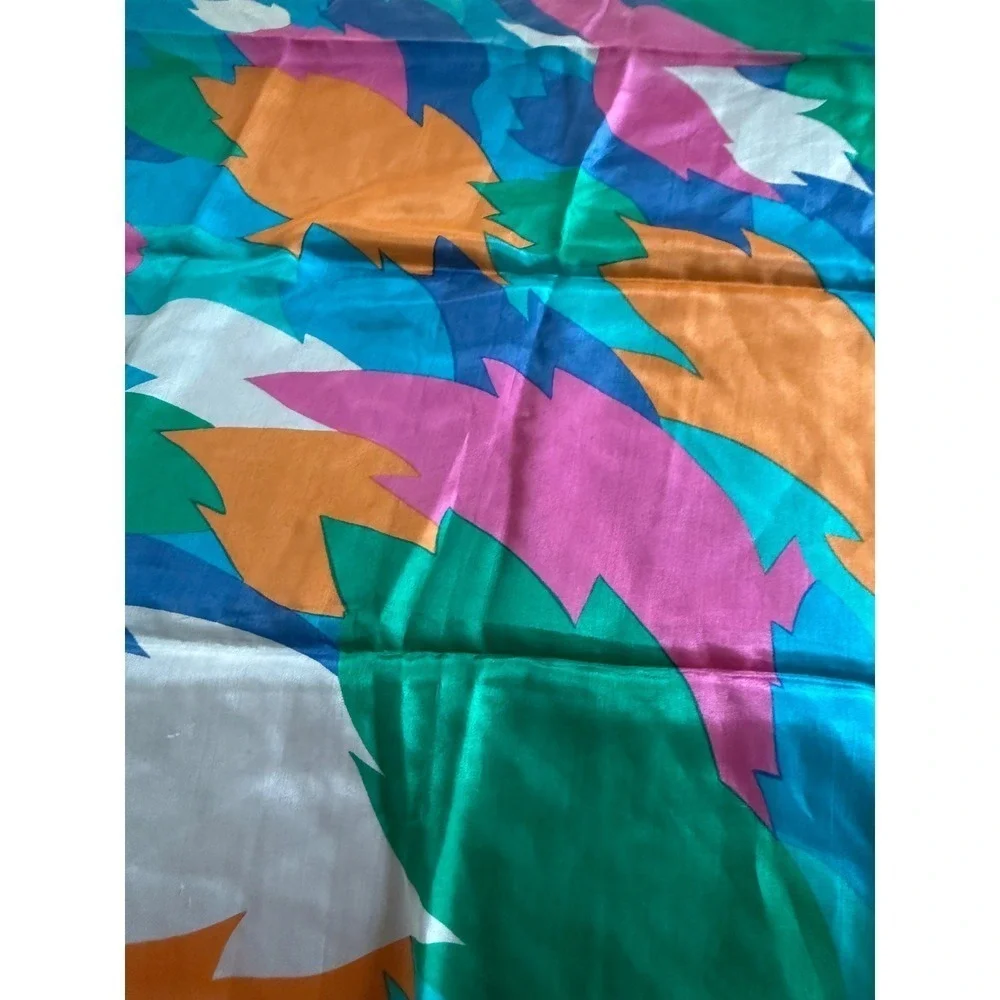 Watercolor Leaf Square Scarf Neck Scarf Bag Wrap Bright Color Light Weight